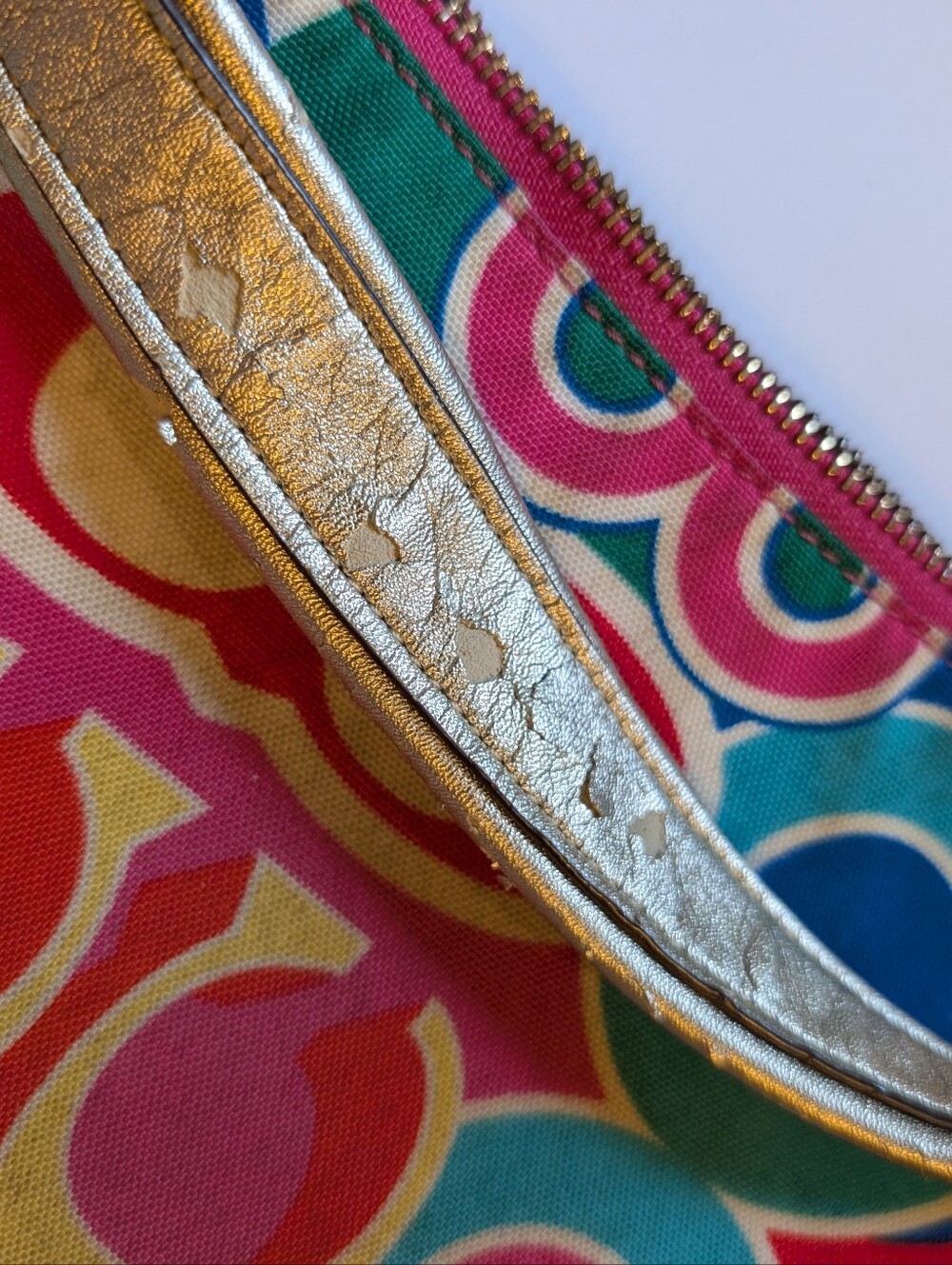 Coach Poppy Multicolor Signature Pattern Crossbody Bag in Gold Trim - Picture 9 of 15